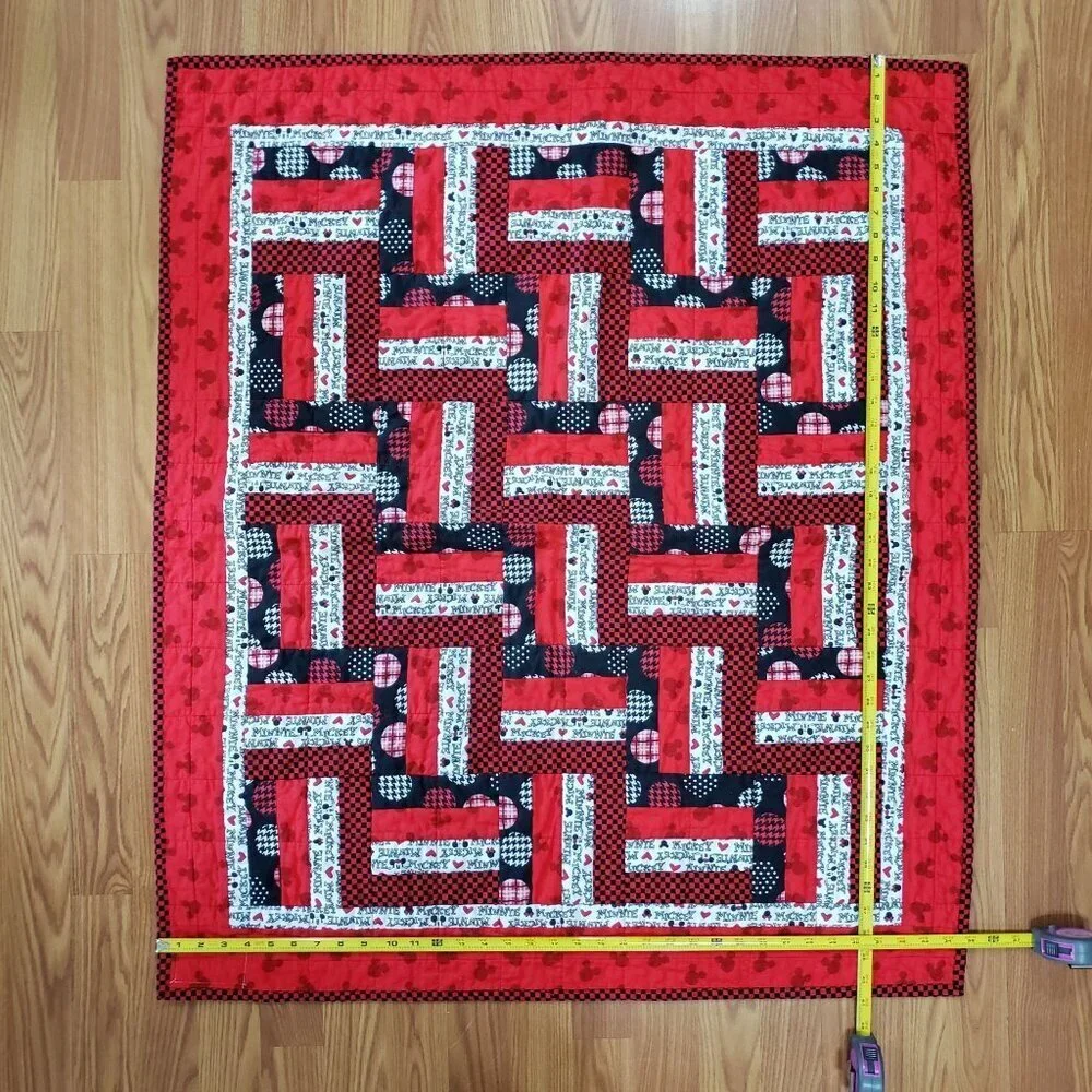 Handmade Mickey Minnie‎ Mouse Patchwork Crib Wall Quilt Throw Blanket 35